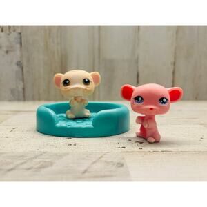 Vintage Littlest Pet Shop LPS Mice Pink Mouse, & princess mouse